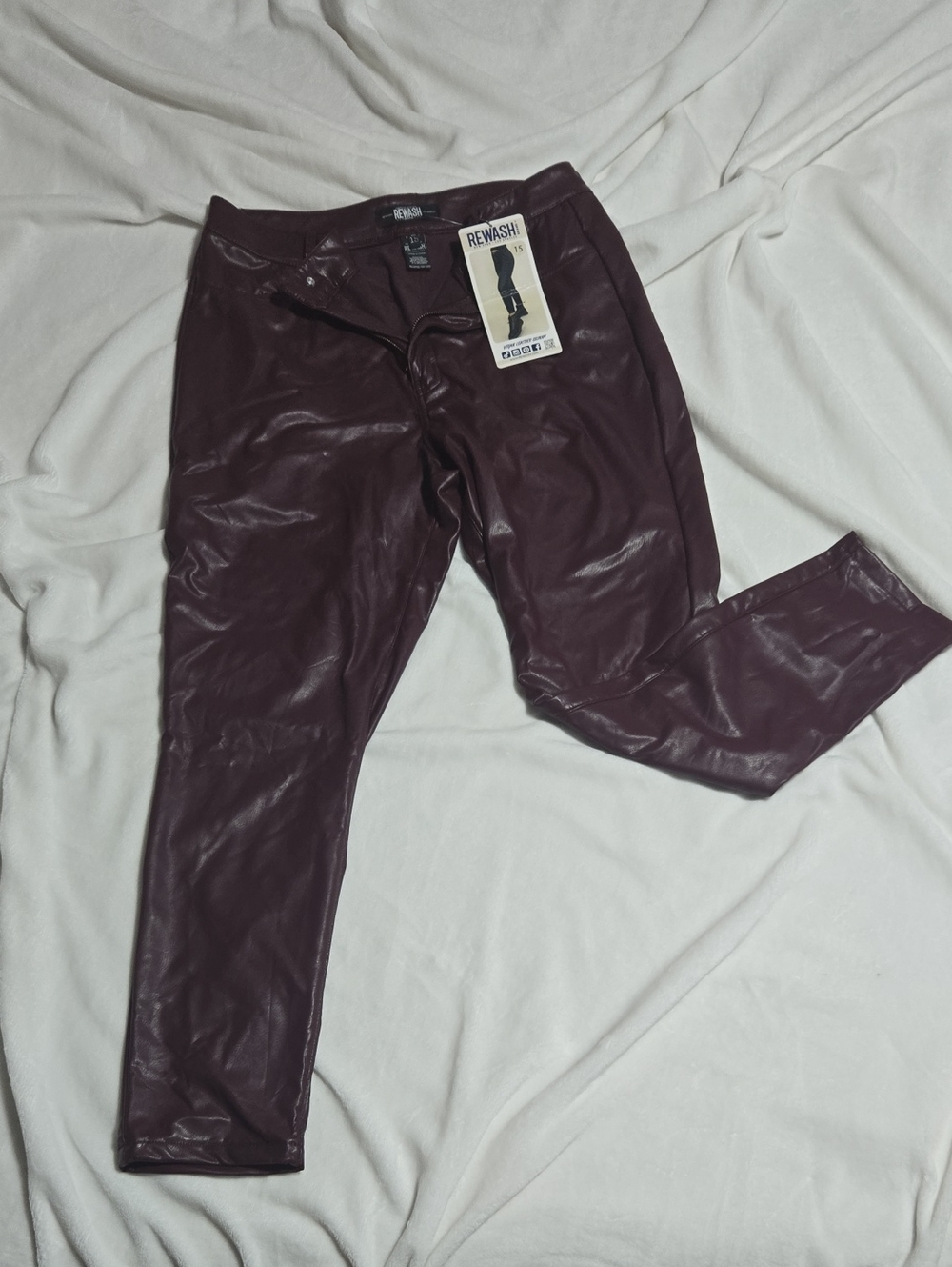 Rewash Kids Faux Leather Leggings in Plum
